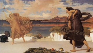 ボールで遊ぶギリシャの女の子 アカデミズム フレデリック・レイトン Oil Paintings